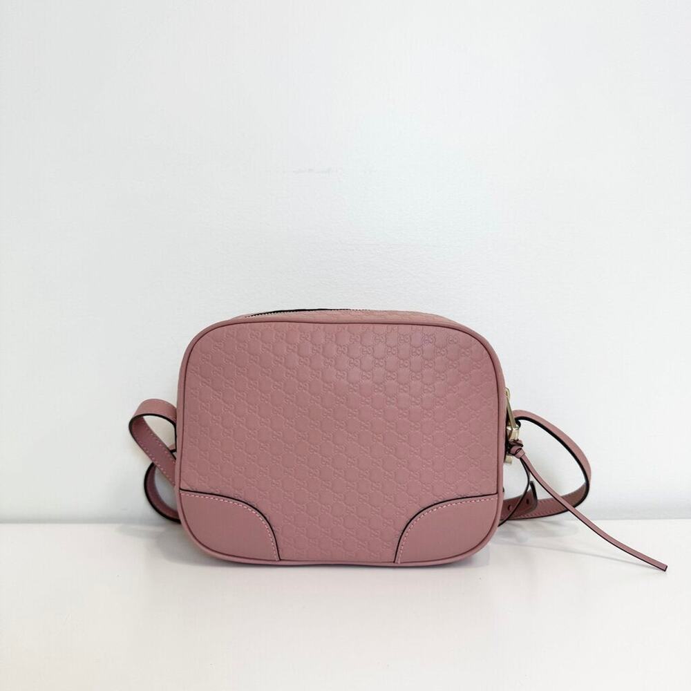 GUCCI Microguccissima Bree Pink Leather Camera Crossbody Bag